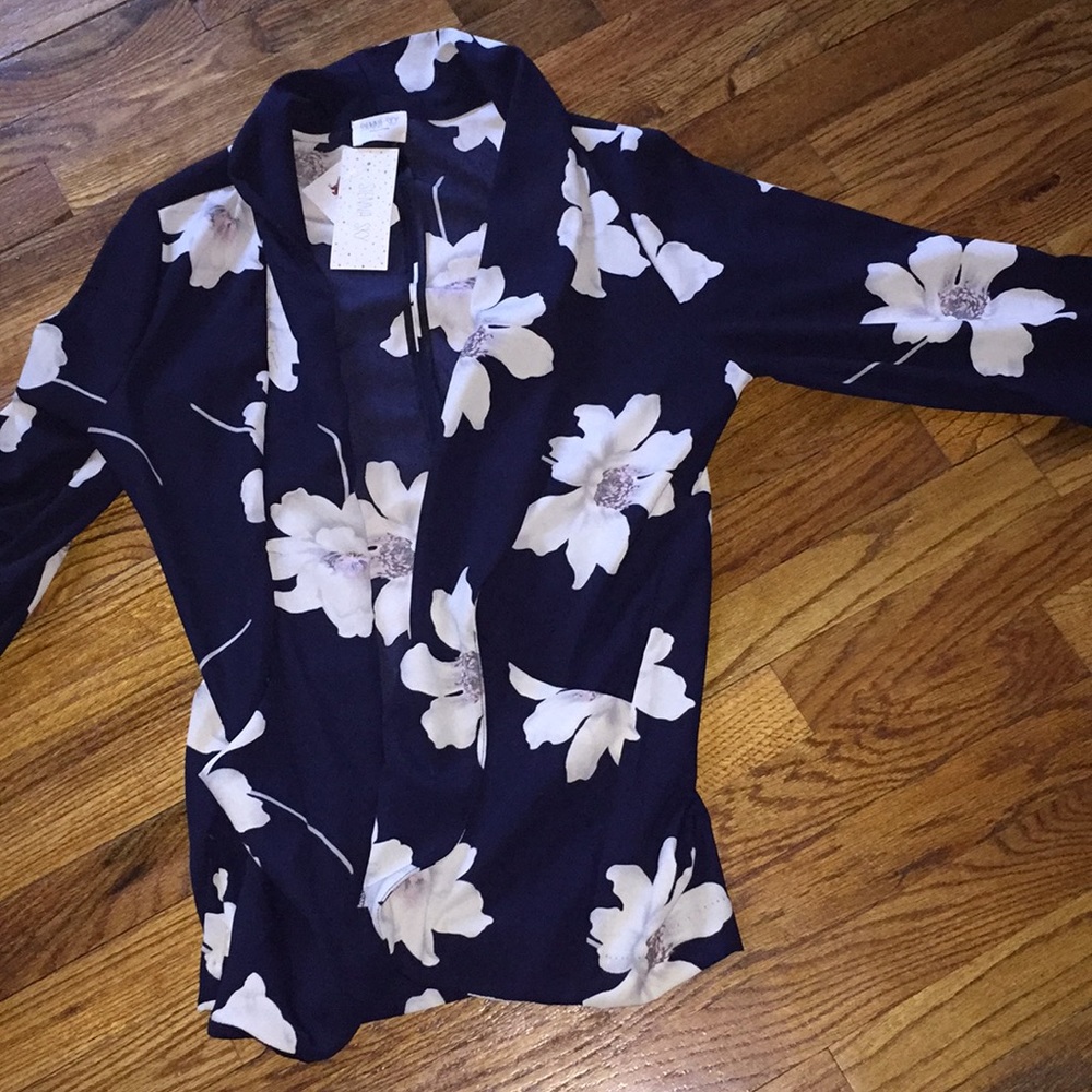 Sienna sky open front draped blazer